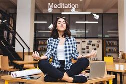 meditation online by student or professional in the office or school 